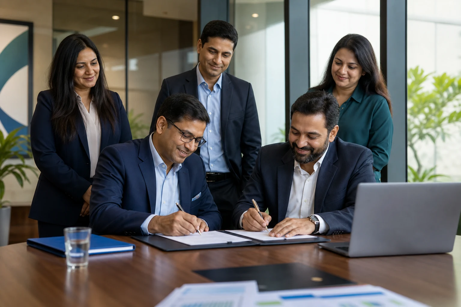 Business partners finalizing a service agreement