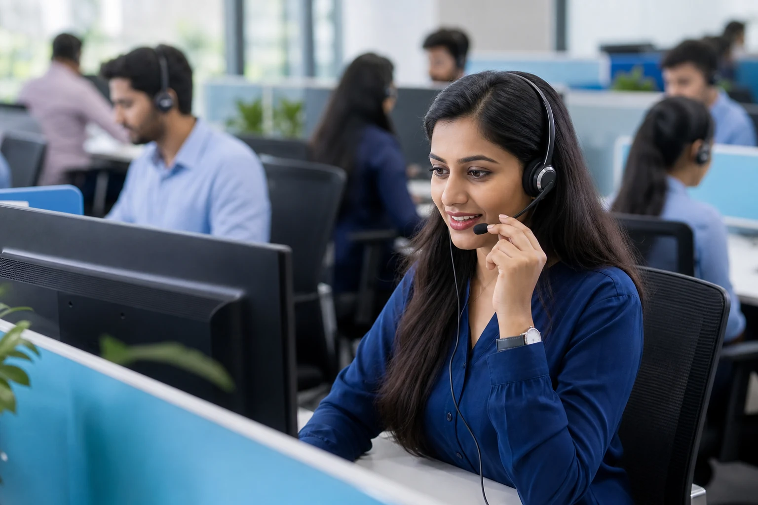 Customer support team in an office